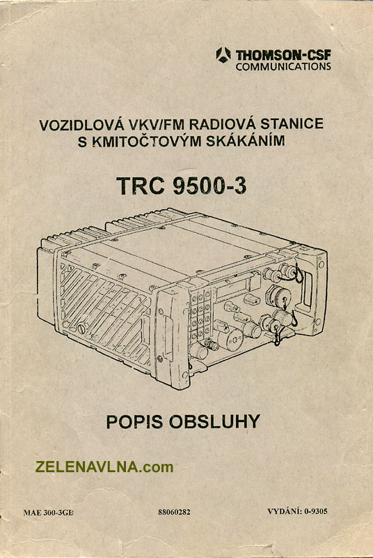 Tiulní strana dokumentace pro radiostanice TRC9500 čsla ačr vysílačka radiostanice