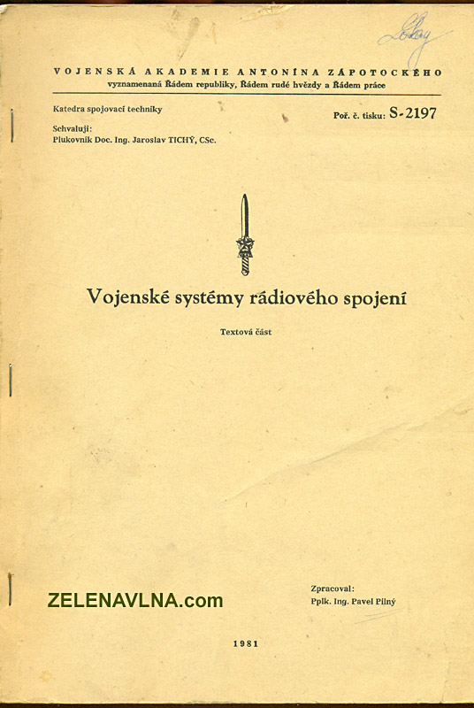 Skripta VAAZ z roku 1981 (vydání 1., náklad 100 kusů) čsla ačr vysílačka radiostanice